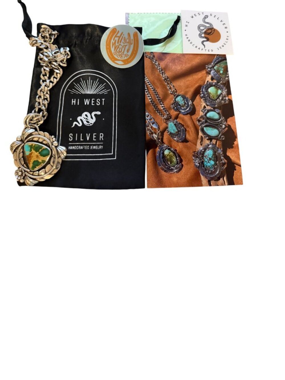 Hi West Silver Polychrome Royston Full Bloom Pendant and Vintage Curb Chain - Picture 3 of 6